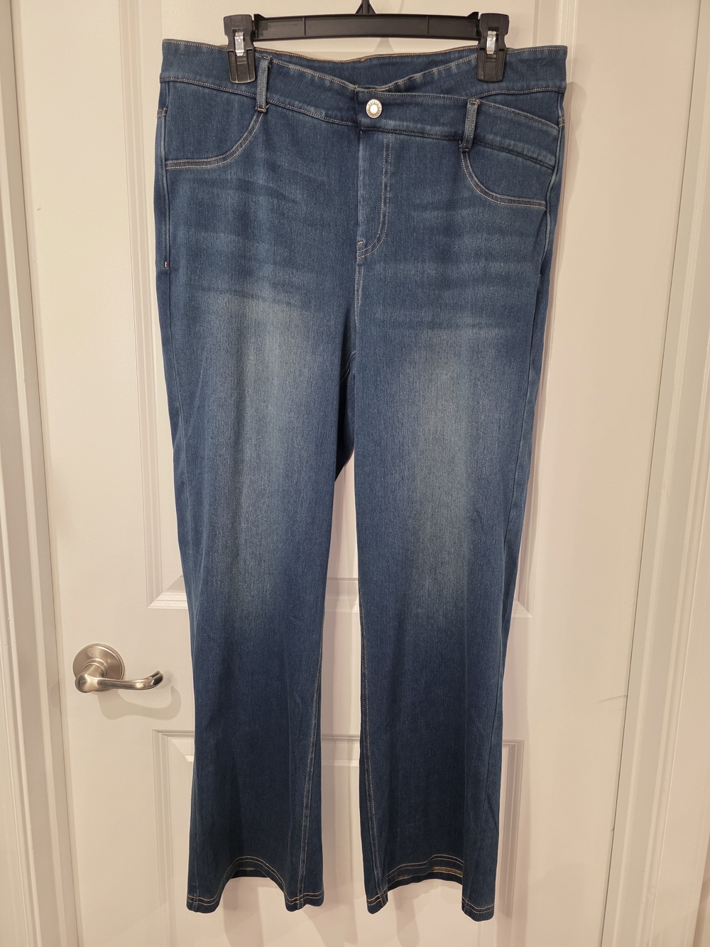 Halara Flex Mid Rise Crossover Tummy Control Straight Leg Jeans w/ Pockets